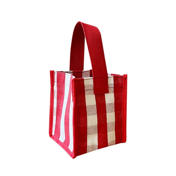 XKHBDL Plaid Canvas Bag, Mini Portable Small Square Bag, Going Out Portable Storage Bag Fashion Simple Lunch Bag