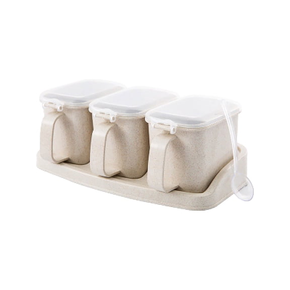 XKHBDL Seasoning Box, Seasoning Storage Container for Spice Salt Sugar Cruet,Condiment Jars with Spoons
