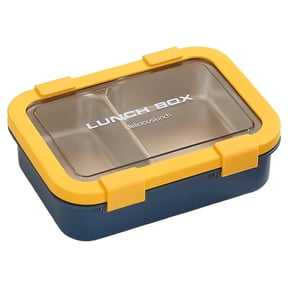 XKHBDL Stainless Steel Bento Lunch Box with 3 Compartments and Clear Lid, Leak-Proof Food Storage Container, Durable Reusable Meal Prep Box for School, Work, and Travel