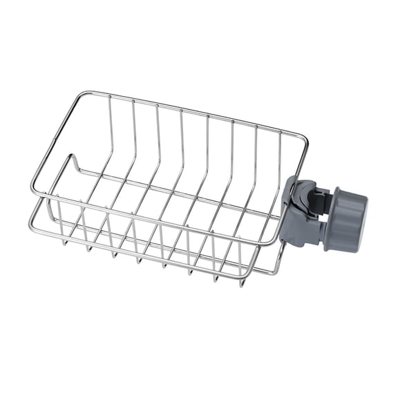 XKHBDL Stainless Steel Detachable Hanging Faucet Drain Rack, Sponge Holder Over Faucet Kitchen Sink Caddy Organizer for Bathroom, Scrubbers, Soap