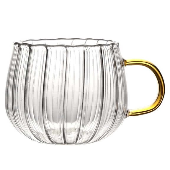 XKHBDL Thanksgiving Christmas Pumpkin Mugs, Glass Coffee Mugs, Drinking Glasses with Transparent Handle, Clear Glass Cups for Hot or Cold Drinks like Cappuccino, Latte, Cocoa, Milk, Tea