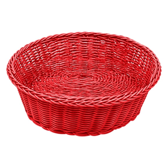 XKHBDL Woven Breads Baskets, Imitation Rattan Fruit Storage Bowls, Stackable Handwoven Serving Basket, Poly-Wicker Round Basket Set for Organizing, Decorative Gift Basket for Countertop, Pantry