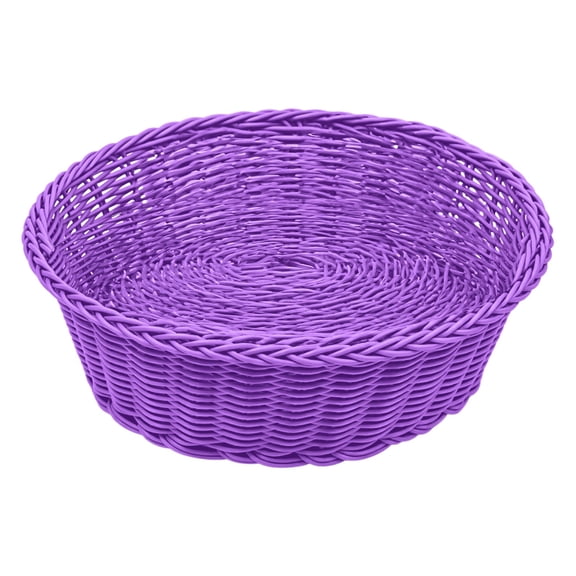 XKHBDL Woven Breads Baskets, Imitation Rattan Fruit Storage Bowls, Stackable Handwoven Serving Basket, Poly-Wicker Round Basket Set for Organizing, Decorative Gift Basket for Countertop, Pantry