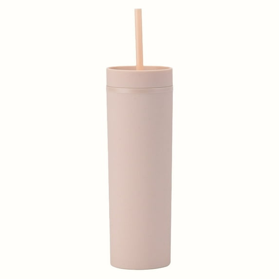 XKHHLH 16oz Skinny Acrylic Tumbler with Lid and Straw | Insulated Double Wall Plastic Reusable Cups - Plastic Tumbler Cups Travel Mug Coffee Cup 450ML