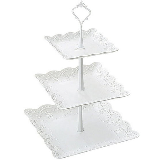 XKHHLH 3-Tier Dessert Cake Stand, Plastic Pastry Stand Small Cupcake Stand Cookie Tray Rack Candy Buffet Set Up Fruit Plate and Trays for Wedding Home Birthday Party Decor Serving Platter