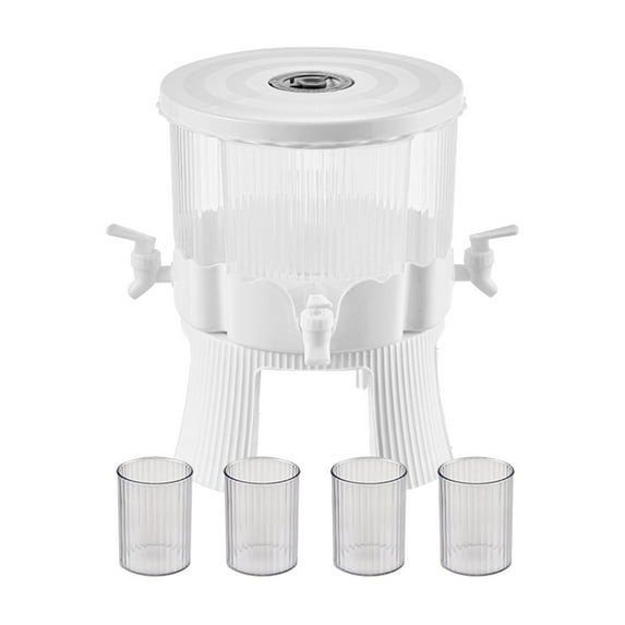 XKHHLH 4 Grids Beverage Dispenser with Stand, Drink Dispenser for Parties, Juice Container with Lid for Fridge, Plastic Water Dispenser with Spigot for Juice, Lemonade, Iced Tea
