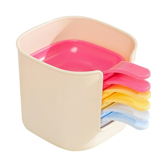 XKHHLH 7 Pcs Plastic Dipping Dish with Storage Box, Dipping Sauce Plate and Holder Set, Including 6counts Seasoning Dish with Storage Box for Condiments, Snacks, and Fruits