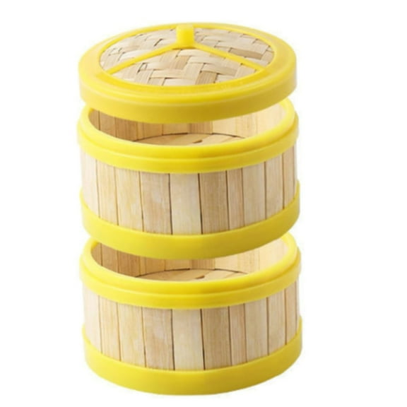 XKHHLH Asian Kitchen Bamboo Food Steamer with Lid - Natural Bamboo - Basket Steamers for Cooking Dumplings, Dim Sum, Veggies, Fish, Meat - Preserve Nutrients & Flavors