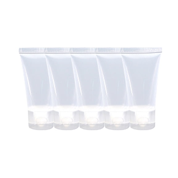 XKHHLH Clear Plastic Empty Tubes Refillable Facial Cleanser Hand Cream Cosmetic Lotion Containers Soft Makeup Sample Holder Bottle Vial Jar Pot Case with Flip Lid for Travel DIY Project, 5PCS