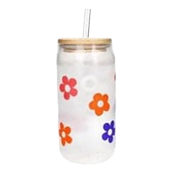 XKHHLH Color Changing Christmas Cup, Cute Glass Cups with Lids and Straws, Iced Coffee Cup, Drinking Glasses Reusable Travel Coffee Mug, Valentines Day, Birthday Gift for Her