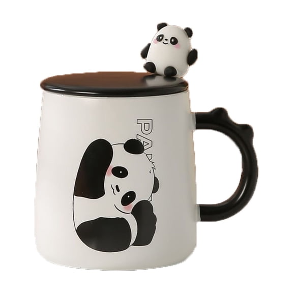 XKHHLH Cute Panda Coffe Mugs Gift with Lid & Spoon, Stuff Kitchen Decor Ceramic Tea Coffee Cup, 3D Animal Mug Birthday Gifts for Women Men Girls Pandas Lovers