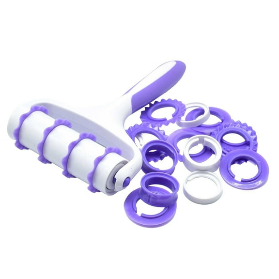 XKHHLH Fondant Ribbon Cutter, Food grade plastic Cookie Stamp Mould Cake Cupcake Fondant Decorating Tool, Rolling Pin Embosser Roller Set Tools Tray