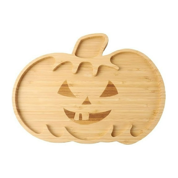 XKHHLH Halloween Pumpkin Charcuterie Board, Acacia Wooden Pumpkin Serving Platter, Halloween Serving Tray Platter, Sectional Dish Plate Pumpkin Decor for Fall Decor, Thanksgiving Plate