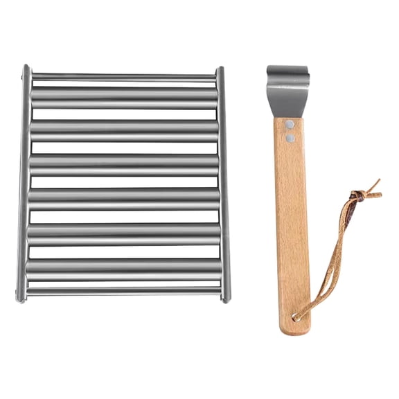 XKHHLH Hot Dog Roller Stainless Steel Sausage Roller Rack with Extra Wood Handle,BBQ Hot Dog Griller for Evenly Cooked Hot Dogs, Hot Dog Capacity,Grill Accessories