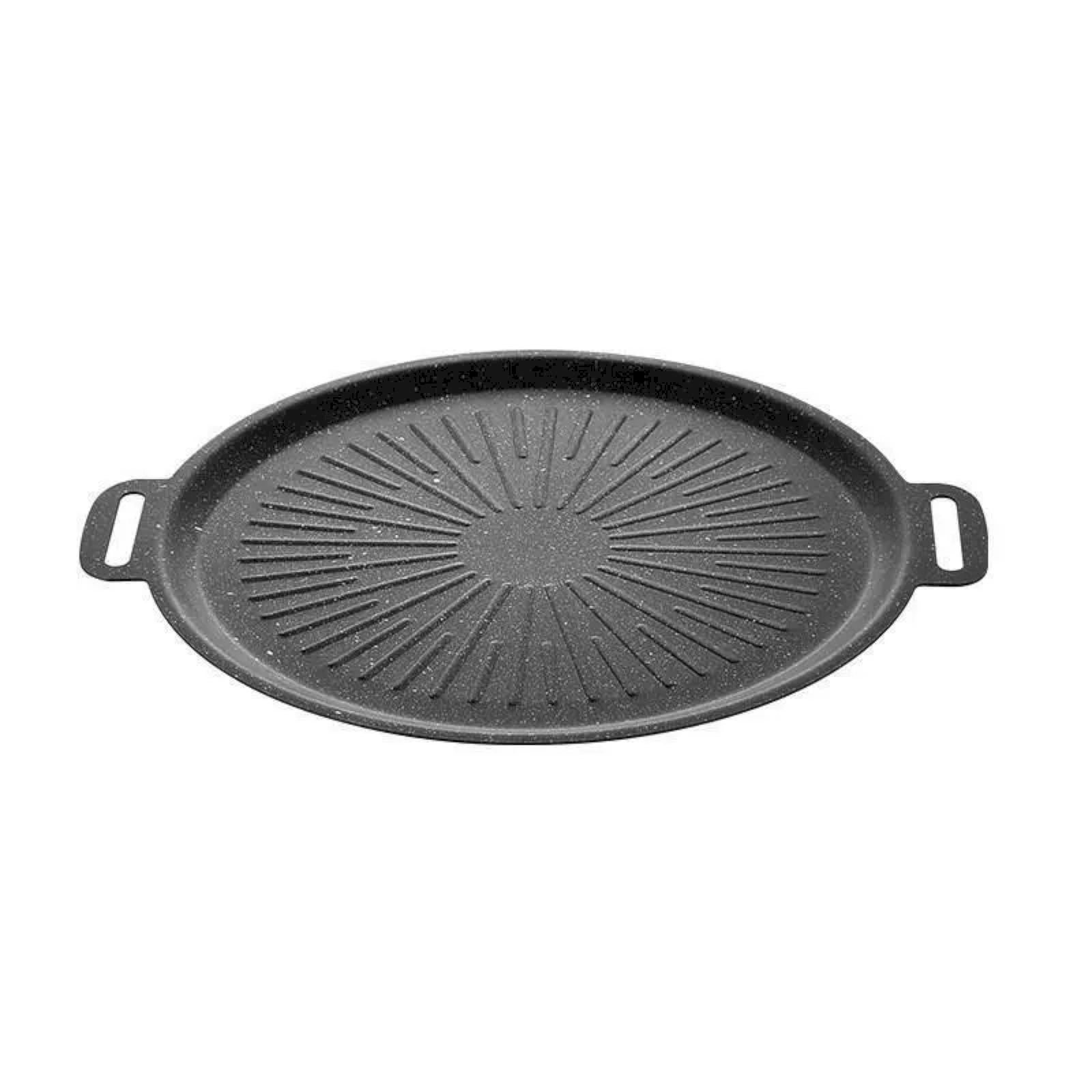 XKHHLH Korean Grill Pan with Nonstick Coating, Round BBQ Griddle, Compatible for Induction, Gas Stove, Electric Cooktop, Indoor or Outdoor Grilling