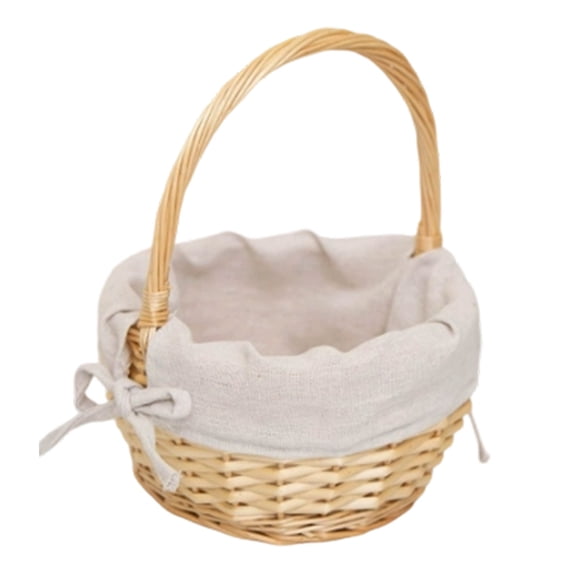 XKHHLH Natural Woven Wicker Basket with Handle - Round Rattan Storage Basket for Easter Eggs, Gifts, Flowers & Fruit, Rustic Farmhouse Decor for Home & Kitchen