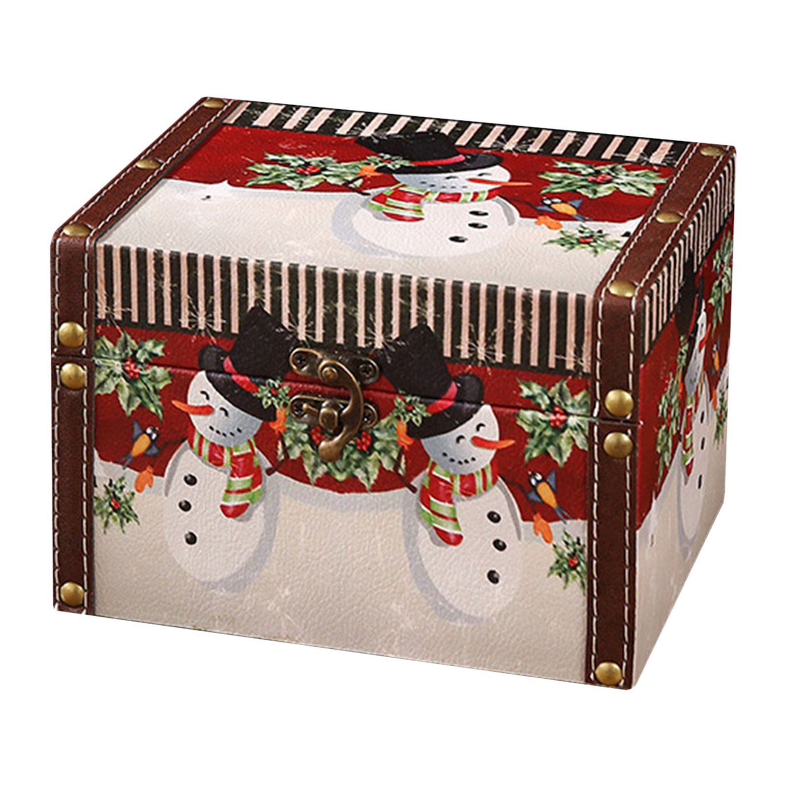XKHHLH PU Leather Wooden Storage Box with Lid Small Antique Jewelry Treasure Box, Vintage Treasure Chest Box with Handle for Cards,Photo,Keepsakes Gift for Christmas Birthday