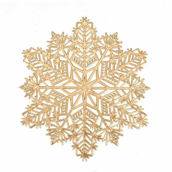 XKHHLH Snowflake Christmas Place Mats, Festive Gold Metallic Vinyl Table Mat Washable for Dinner Tabletop Decorations Hollow Out Non-Slip for Decor Wedding
