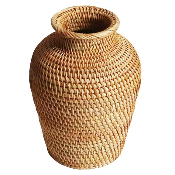 XKHHLH Wicker Flower Basket Vase Rustic Rattan Plant Holder Basket Woven Straw Dried Flower Vase Country Style Decorative French Tall Floor for Bathroom Bedroom Living Room