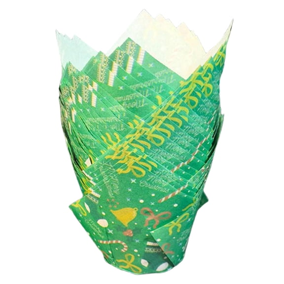 XKHZJL 50 Christmas Tulip Cupcake Liners Birthday Party Muffin Cupcake Baking Liners Grease Proof Cake Liner Holders for Fall Christmas Halloween Birthday Party