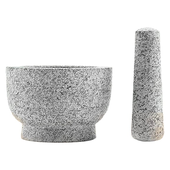 XKHZJL 6 Inch - Mortar and Pestle Set - 2 Cup Capacity - Unpolished Heavy Granite for Enhanced Performance and Organic Appearance for Garlic Cooking