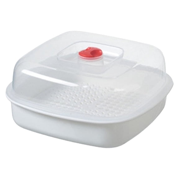 XKHZJL Microwave Vegetable Steamer with Lid and Tray - Square Microwave Heating Bowl for Fish, Dumplings, Meat - Micro Cookware for Cooking for Home, Gem, Office Kitchen