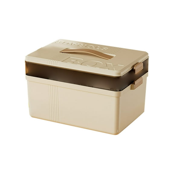 XKHZJL Plastic Empty Multipurpose Storage Box with Gray Handle, Latching Lid and 2 Expandable Trays for Tools, First Aid, Sewing Kit, Arts Crafts Supplies