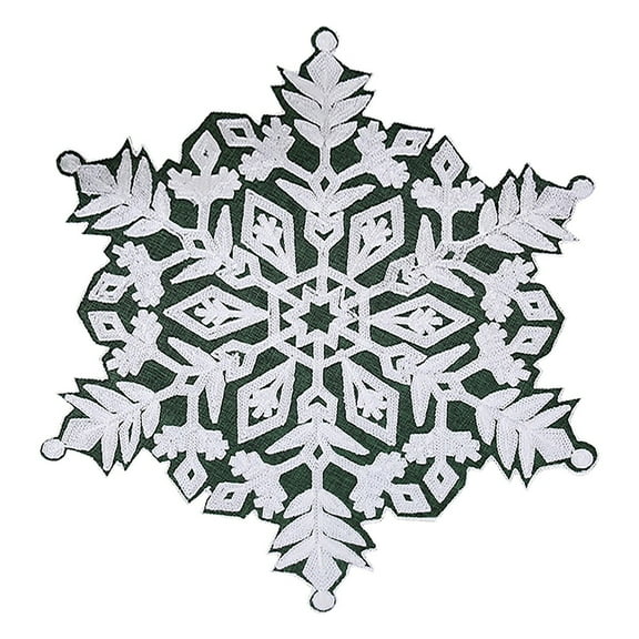 XKHZJL Snowflake Placemats, Christmas Decorations Elegant Tablemats Round Vinyl Place Mats Table Setting Kitchen Table Mats for Dining Table Holiday Wedding Decorative
