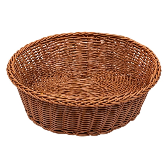 XKHZJL Woven Breads Baskets, Imitation Rattan Fruit Storage Bowls, Stackable Handwoven Serving Basket, Poly-Wicker Round Basket Set for Organizing, Decorative Gift Basket for Countertop, Pantry