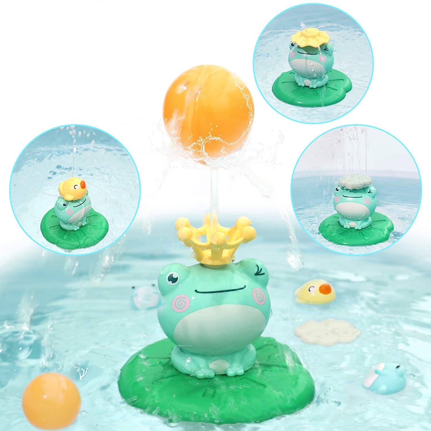 XKISS Kids Bath Toys Electric Spray Water Floating Rotation Green Forg ...