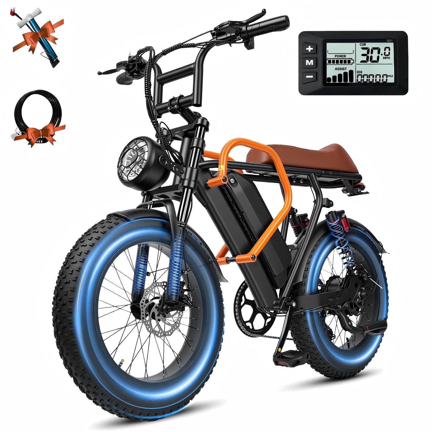 XKJ Electric Bike for Adults, 1500W Peak, 30MPH Electric Bike