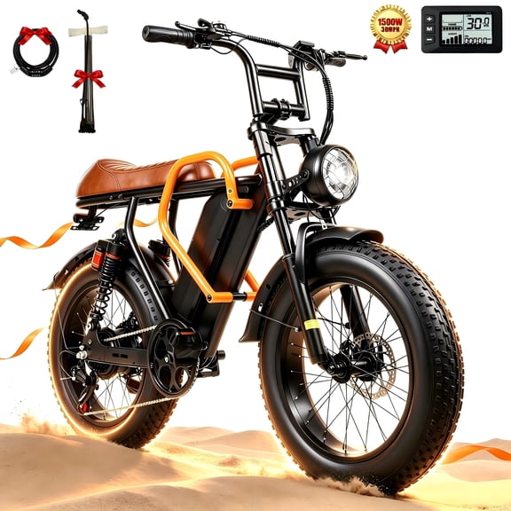 XKJ Electric Bike for Adults, 750W Peak, 20MPH Electric Bike,50Mlies, 20" Fat Tire E-Mountain Bikes, 920Wh Removable Battery Ebike, Full Suspension shock, 7-Speed, UL 2849,Dirt ebike