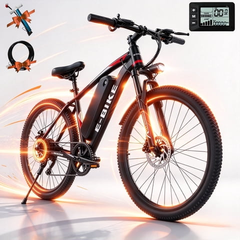 XKJ Electric Bike for Adults with 750W Brushless Motor,20MPH,Commuting Mountain Bike with 576Wh Removable Battery,7-Speed, 26" Ebike, Front Fork Suspension,Lightweight Ebike,40 Miles,UL2849