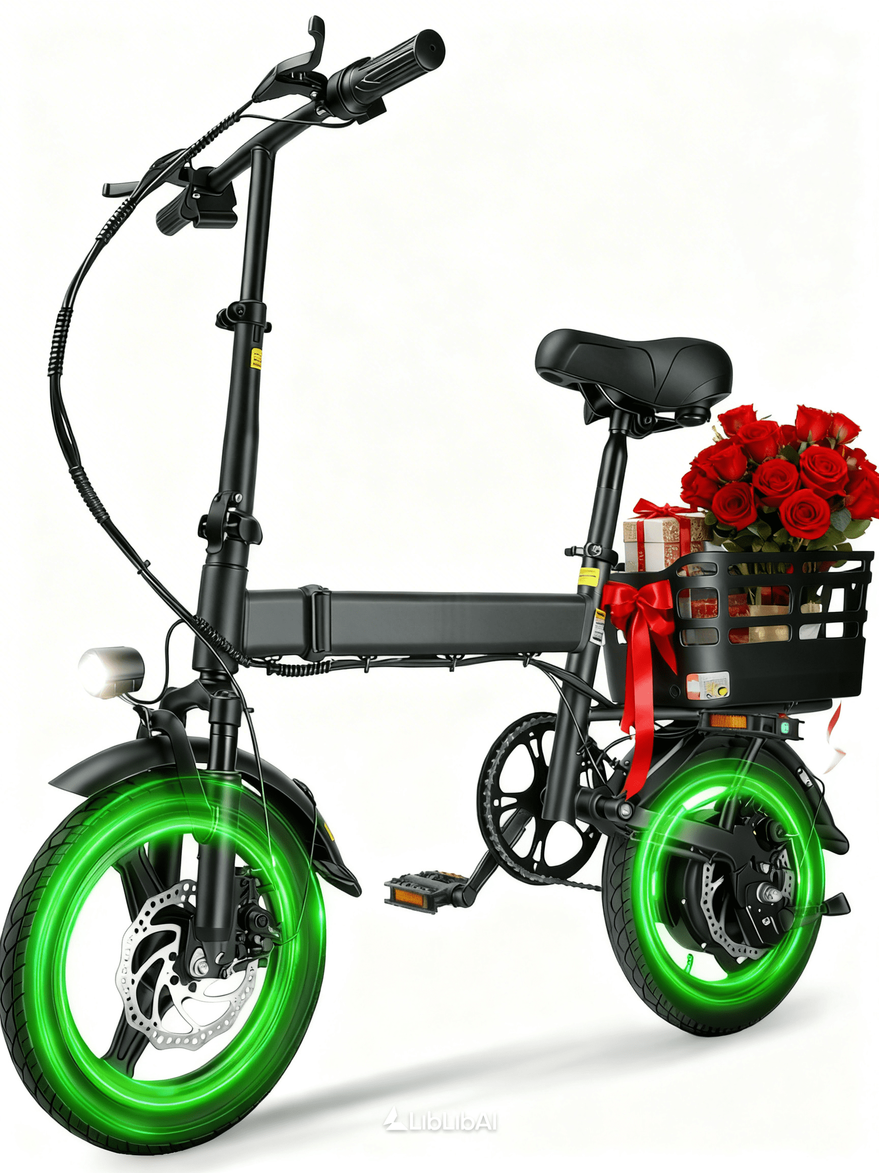 XKJ Electric Bike for Adults, Ebike, Electric Bicycle with 48V 12AH Removable Battery,14" Folding Ebike, 20MPH,20+ Miles(MAX),500W High Motor,Multi-Shock Absorption,Commuting Mini E Bikes,UL2849