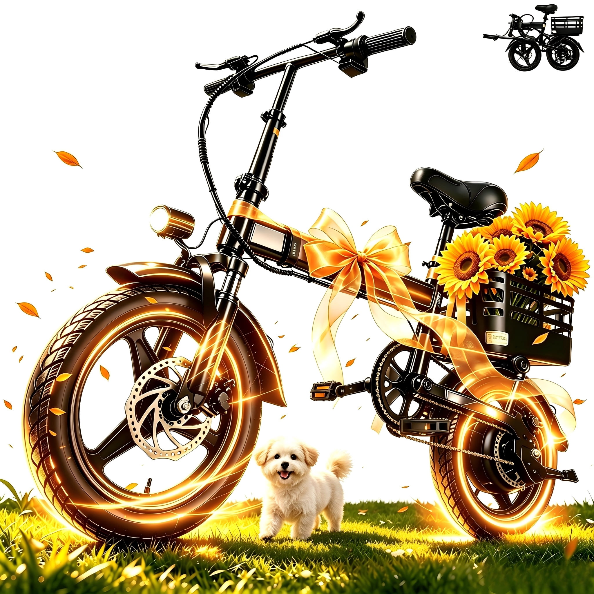 XKJ Electric Bike for Adults, Ebike, Electric Bicycle with 576WH Battery,14" Folding Ebike, 20MPH,20+ Miles(MAX),500W Motor,Multi-Shock Absorption,Commuting Mini E Bikes with Baskets,UL2849