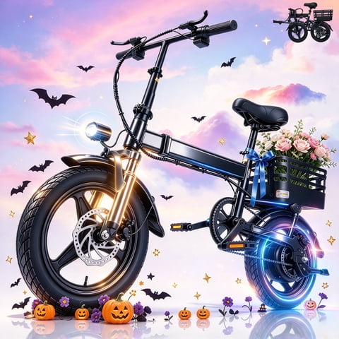 XKJ Electric Bike for Adults, Ebike, Electric Bicycle with 576WH Removable Battery,14" Folding Ebike for Teens,20MPH,500W High Motor,Multi-Shock Absorption,Commuting Mini E Bikes,UL2849
