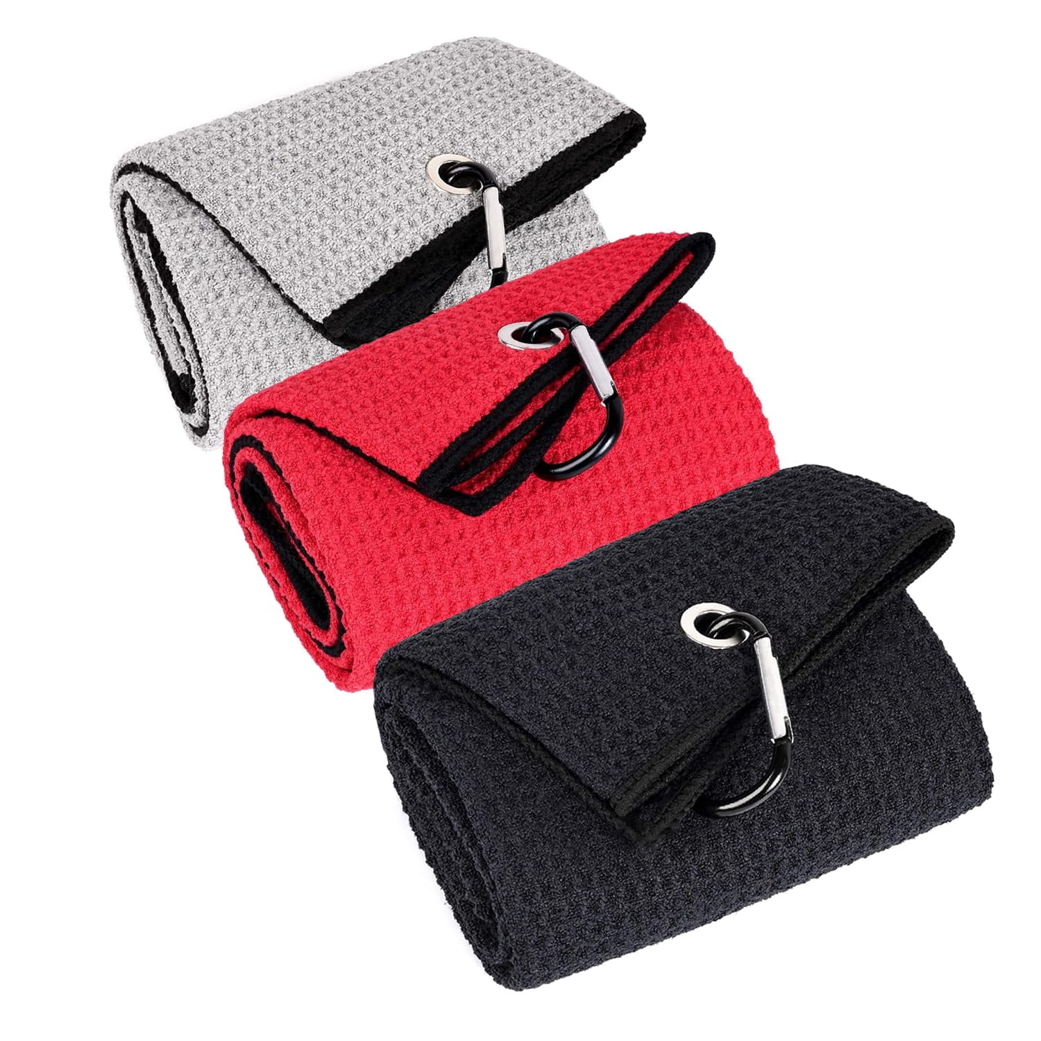 XKKDG 3 Pack Large Golf Towels, 16" x 24" Tri-Fold Portable Microfiber ...