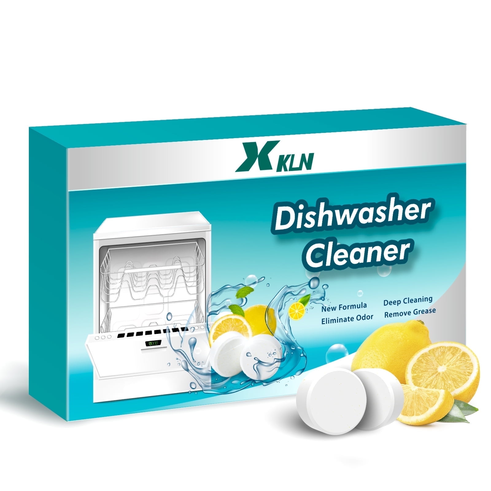 XKLN Dishwasher Cleaner and Deodorizer Tablets 24 Count Fresh Scent, Removes Odor and Limescale