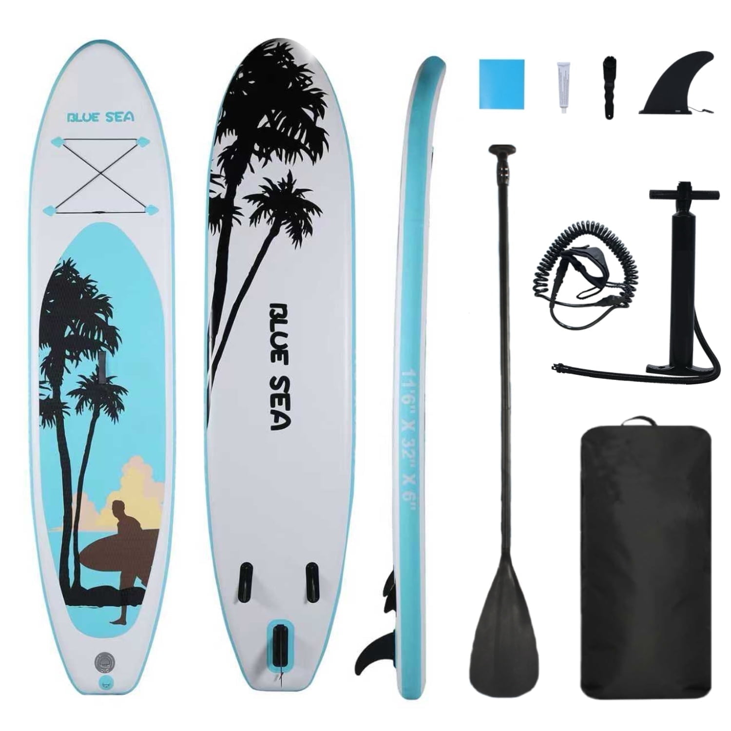 XKZJPG 11' Inflatable Stand Up Paddle Board with SUP Accessories & Carry Bag , Wide Stance, Non-Slip Deck for Youth & Adult