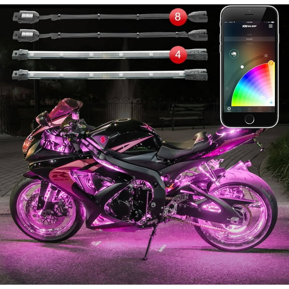 XKchrome App Control 16 Million Color, 8 Pod, 4 Strip Motorcycle LED Accent Standard Kit