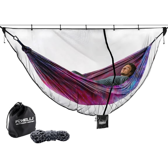 XL 12ft Hammock Net for Camping Lightweight Portable Netting with Full Coverage