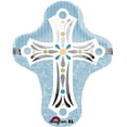 thumbnail image 1 of XL 28" Blue Cross Super Shape Mylar Foil Balloon Baptism Communion Decoration, 1 of 5