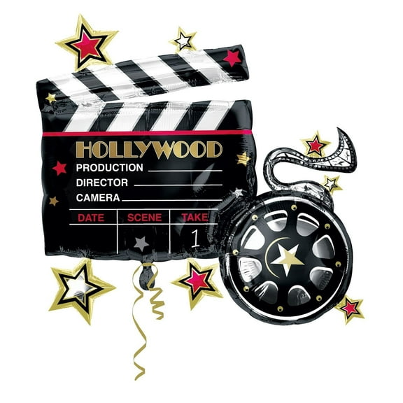 XL 30" Hollywood Clapper and Film Reel Super Shape Mylar Foil Balloon Party