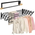 thumbnail image 1 of XL-31.5'' Wall Mounted Clothes Drying Rack, 130 lbs Large Capacity Rustproof Retractable Collapsible Drying Rack Easy Install with 7 Drying Rods, Space Saving Towel Clothes Rack for Laundry-Black, 1 of 8