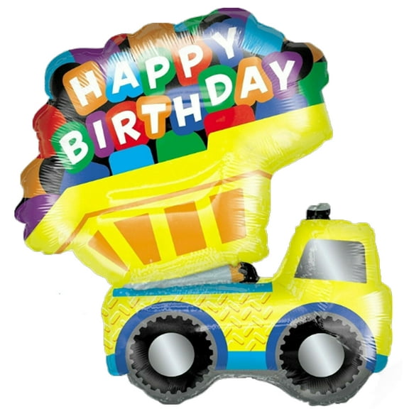 XL 33" Dump Truck Happy Birthday Super Shape Mylar Balloon Party Decoration