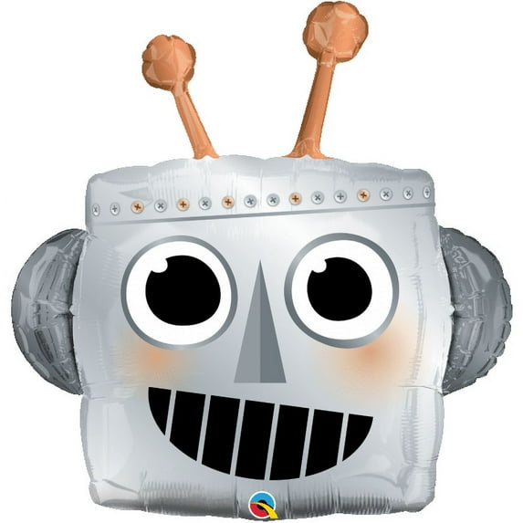 XL 35" Qualatex Robot Head Balloon Foil Mylar Party Decoration