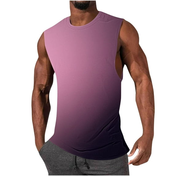 XL-5X Big & Tall Tank Tops for Men Plus Size Sleeveless Crewneck Muscle T Shirts Pullover Gradient Printed Breathable Athletic Workout Tees Clearance