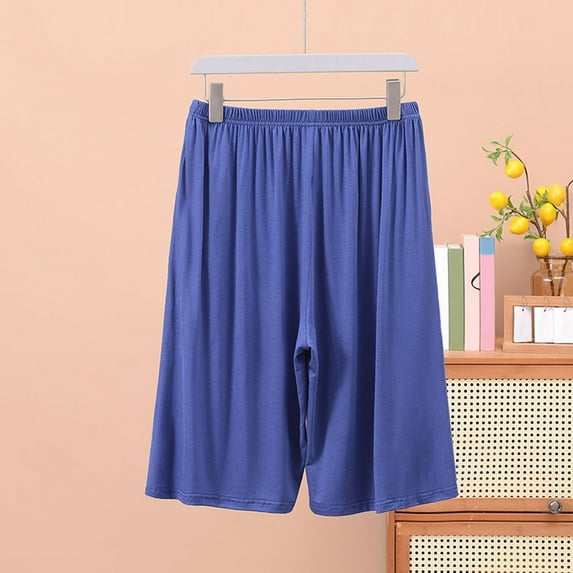 XL-5X Mens Big & Tall Pajama Shorts Plus Size Modal Wide Leg Pajamas Bottoms Casual Lightweight Solid Elastic High Waisted Loungewear Short