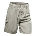 thumbnail image 1 of XL-5X Plus Size Cargo Shorts for Men with Pockets Big & Tall Drawstring Elastic Waist Solid Color Relaxed Straight Leg Hiking Short, 1 of 8
