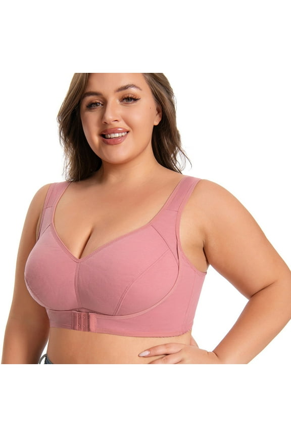XL-5X Plus Size Push Up Bras for Women No Underwire Large Bust Bralettes Ladies Casual Breathable Front Closure High Support Lifting Underwear Bra